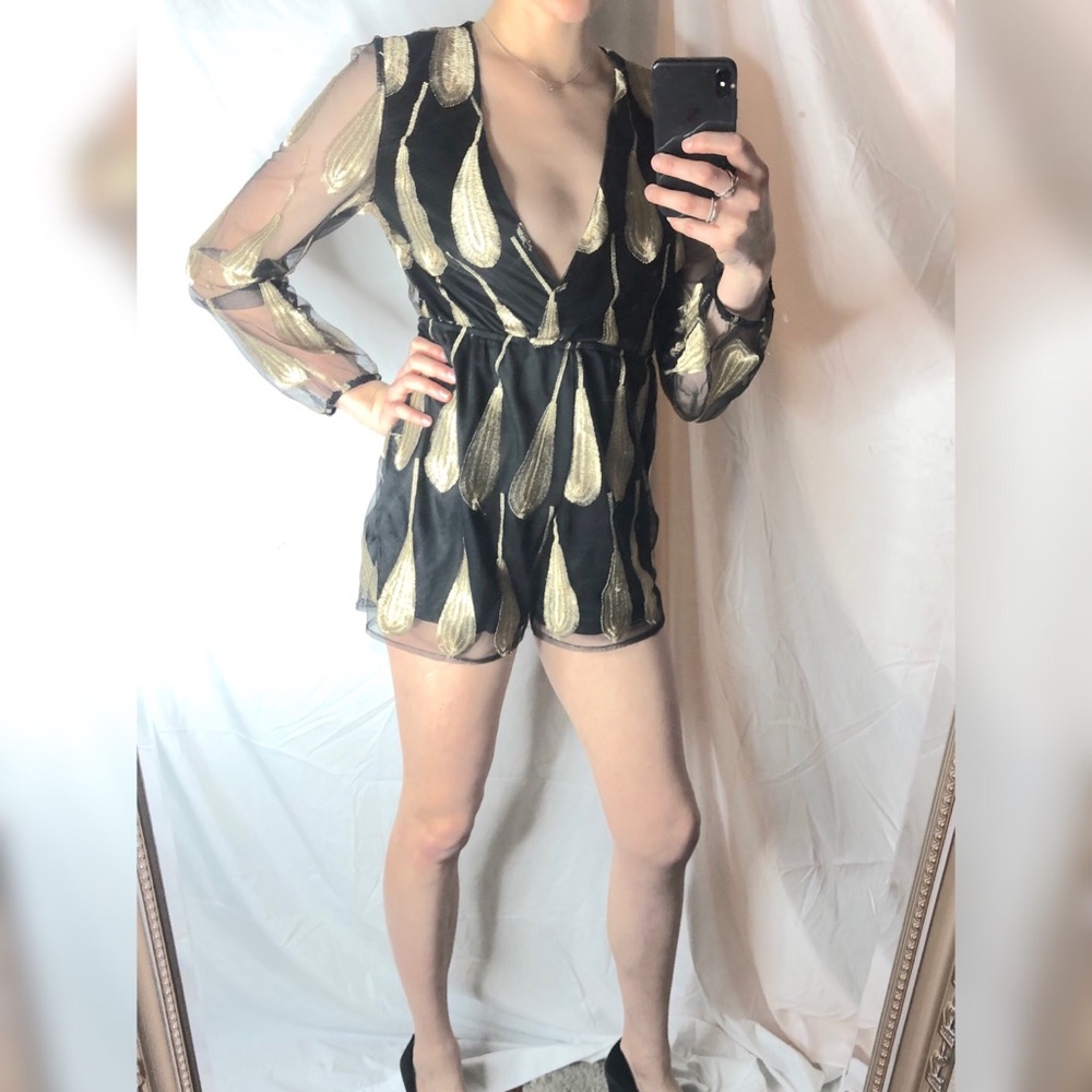 Gold and Black Romper